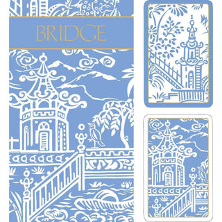 Caspari Pagoda Toile Bridge Gift Set - 2 Playing Card Decks & 2 Score Pads GS145