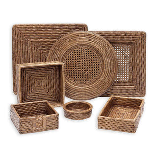 Caspari Rattan Round Plate Charger in Dark Natural - 1 Each HDP01