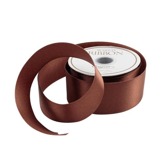 Caspari Solid Coffee Satin Wired Ribbon - 9 Yard Spool R854