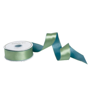 Duck Egg & Celadon Reversible Satin Ribbon Wired - 9.1 Meter Spool