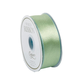 Duck Egg & Celadon Reversible Satin Ribbon Wired - 9.1 Meter Spool
