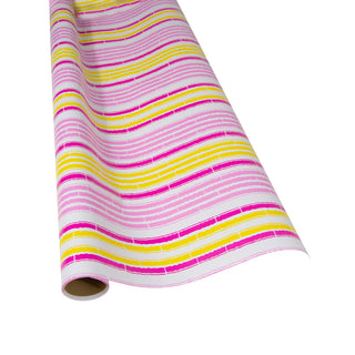 Bamboo Stripe Pink And Yellow Roll Wrap 30 Inch X 8Ft-2 Inch Core
