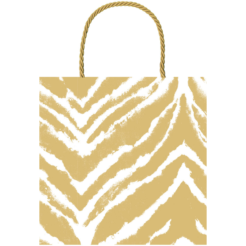 Go Wild Gold & White Small Square Gift Bag - 1 Each