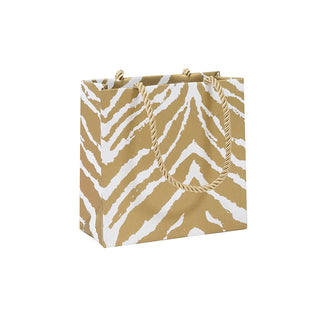 Go Wild Gold/White Gift Bag Sm Sq. 5 3/4X2 1/2 X 5 3/4