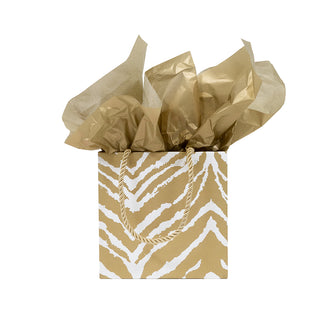 Go Wild Gold/White Gift Bag Sm Sq. 5 3/4X2 1/2 X 5 3/4