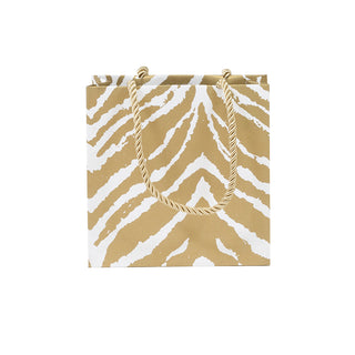Go Wild Gold/White Gift Bag Sm Sq. 5 3/4X2 1/2 X 5 3/4