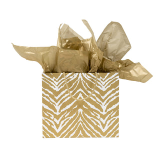 Go Wild Gold/White Gift Bag Lg 11 3/4 X 4 3/4 X 10