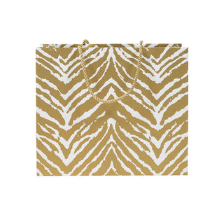 Go Wild Gold/White Gift Bag Lg 11 3/4 X 4 3/4 X 10