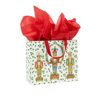 Nutcracker Christmas White Gift Bag Lg 11 3/4 X 4 3/4 X 10