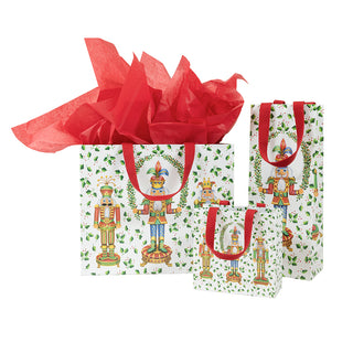 Nutcracker Christmas White Gift Bag Lg 11 3/4 X 4 3/4 X 10