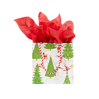 Twirling Santas Gift Bag Sm Sq. 5 3/4X2 1/2 X 5 3/4