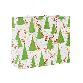 Twirling Santas Gift Bag Lg 11 3/4 X 4 3/4 X 10