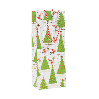 Twirling Santas Bottle Bag 5 X 3 1/2 X 13