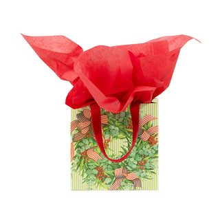 Ribbon Stripe Wreath Gift Bag Sm Sq. 5 3/4X2 1/2 X 5 3/4