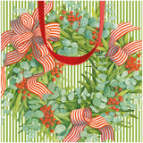 Ribbon Stripe Wreath Small Square Gift Bag - 1 Each