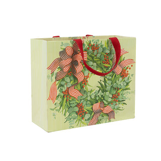 Ribbon Stripe Wreath Gift Bag Lg 11 3/4 X 4 3/4 X 10