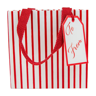 Stripes For Days Red/White Gift Bag Sm Sq. 5 3/4X2 1/2 X 5 3/4