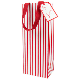 Stripes For Days Red/White Bottle Bag 5 X 3 1/2 X 13