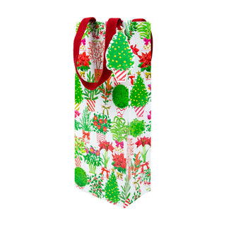 Christmas Flower Market Bottle Bag 5 X 3 1/2 X 13