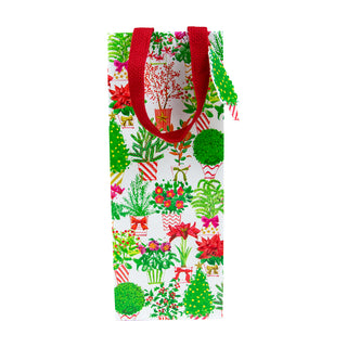 Christmas Flower Market Bottle Bag 5 X 3 1/2 X 13