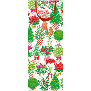 Christmas Flower Market Bottle Bag 5 X 3 1/2 X 13