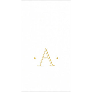 White Paper Linen with Gold Foil Antique Single Initial "A" Boxed Guest Towel 24-In