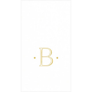 White Paper Linen with Gold Foil Antique Single Initial "B" Boxed Guest Towel 24-In