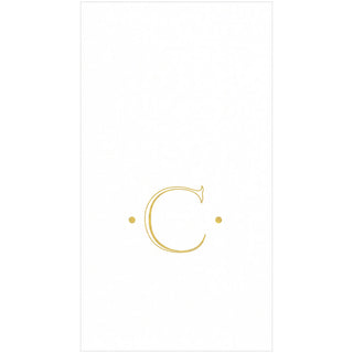 White Paper Linen with Gold Foil Antique Single Initial "C" Boxed Guest Towel 24-In