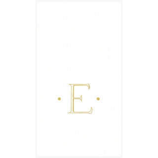 White Paper Linen with Gold Foil Antique Single Initial "E" Boxed Guest Towel 24-In