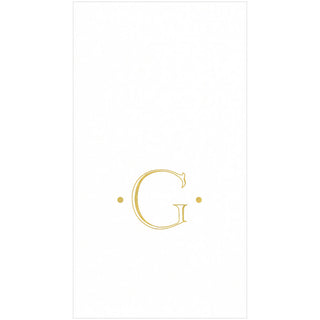 White Paper Linen with Gold Foil Antique Single Initial "G" Boxed Guest Towel 24-In