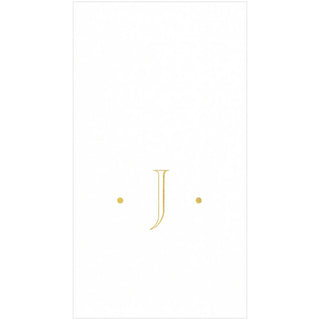 White Paper Linen with Gold Foil Antique Single Initial "J" Boxed Guest Towel 24-In