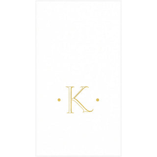 White Paper Linen with Gold Foil Antique Single Initial "K" Boxed Guest Towel 24-In