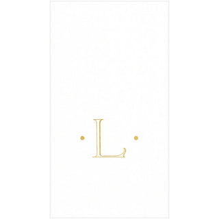 White Paper Linen with Gold Foil Antique Single Initial "L" Boxed Guest Towel 24-In