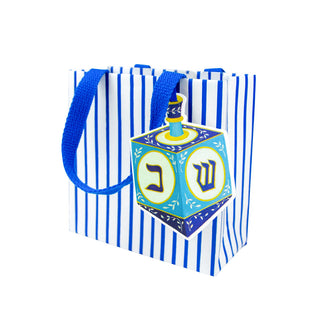 Dreidel And Stripes Gift Bag Sm Sq. 5 3/4X2 1/2 X 5 3/4