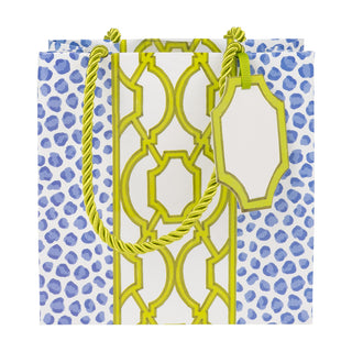 Knots And Spots Blue/Green Gift Bag Sm Sq. 5 3/4X2 1/2 X 5 3/4