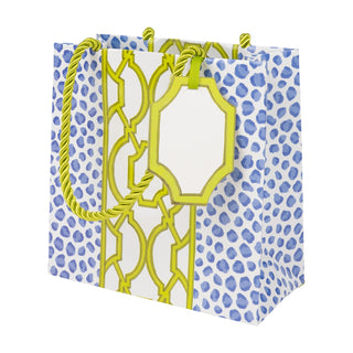 Knots And Spots Blue/Green Gift Bag Sm Sq. 5 3/4X2 1/2 X 5 3/4