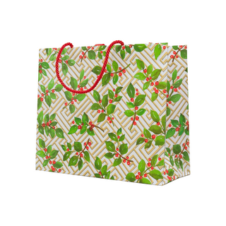 Holly And Fretwork Gift Bags - includes 1 Gift Bags