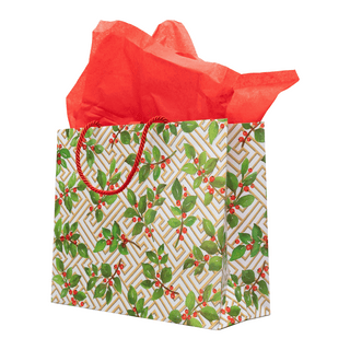 Holly And Fretwork Gift Bags - includes 1 Gift Bags