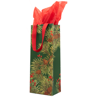Evergreen And Berries Dark Green Gift Bags - includes 1 Gift Bags