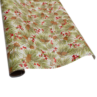 Evergreen And Berries White Roll Wrap - includes 1 Roll