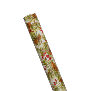 Evergreen And Berries White Roll Wrap - includes 1 Roll