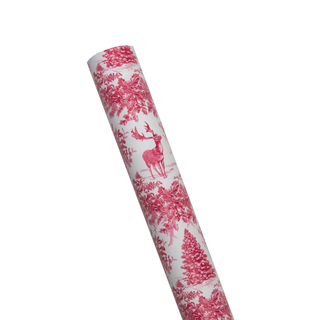 Christmas Toile Red Roll Wrap - includes 1 Roll