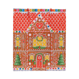 Gingerbread House Large Gift Bag 10"L x 4.75"W x 11.75"H - includes 1 bag