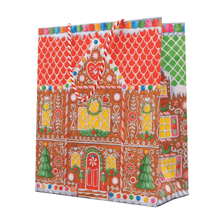 Gingerbread House Large Gift Bag 10"L x 4.75"W x 11.75"H - includes 1 bag