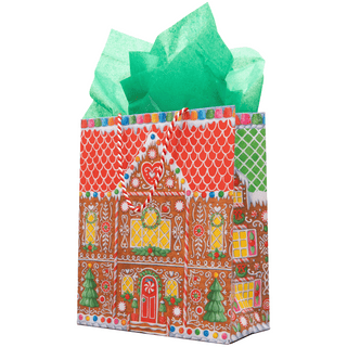Gingerbread House Large Gift Bag 10"L x 4.75"W x 11.75"H - includes 1 bag