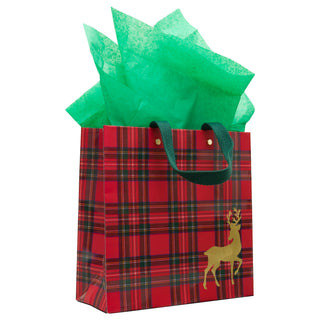 Royal Plaid Reindeer Gift Bags - includes 1 Gift Bags