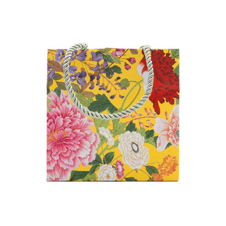 A Profusion Of Flowers 2 Yellow Small Square Gift Bag - 5.75"L x 2.5" W x 5.75"H - includes 1 bag