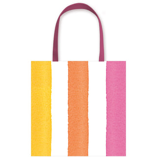 Cafe Stripe Warm Small Square Gift Bag - 5.75"L x 2.5" W x 5.75"H - includes 1 bag