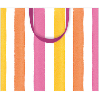 Cafe Stripe Warm Large Gift Bag - 11.75"L x 4.75"W x 10"H - includes 1 bag