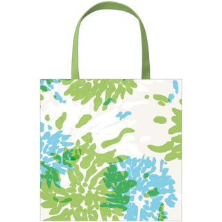 Chrysanthemum Turquoise/Lime Small Square Gift Bag - 5.75"L x 2.5" W x 5.75"H - includes 1 bag